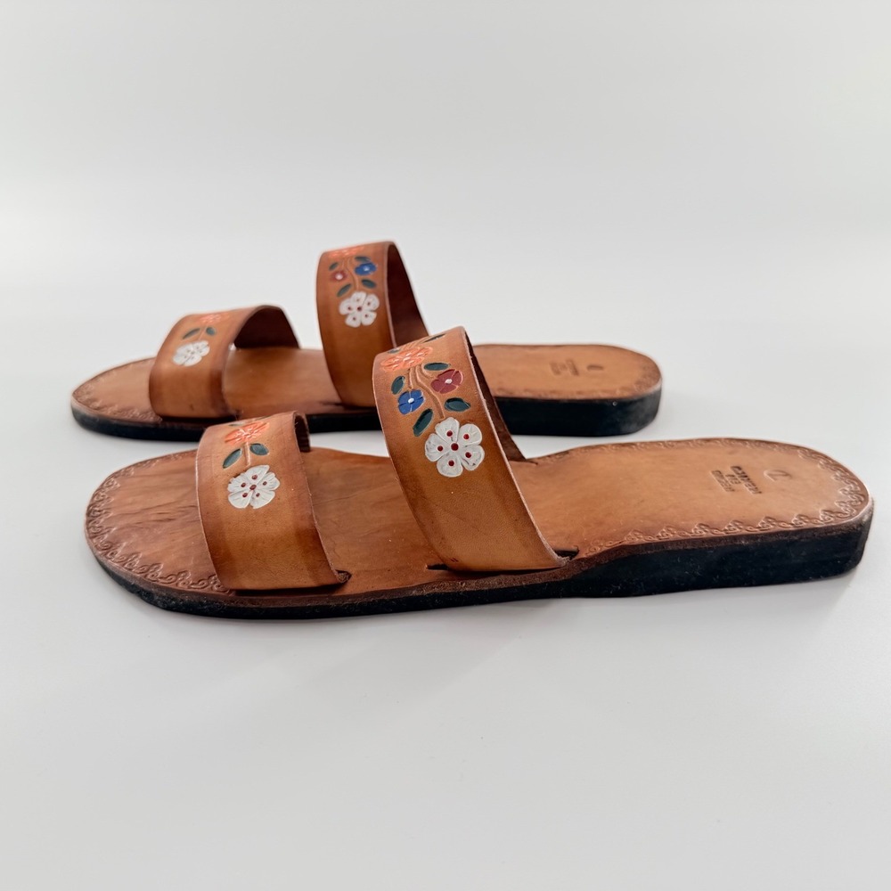 Boho Hippie Leather Sandals Mexican Huaraches Southwestern Retro Festival 70s - Picture 6 of 9